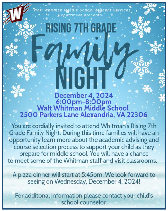 7th Grade Family Night Flyer English