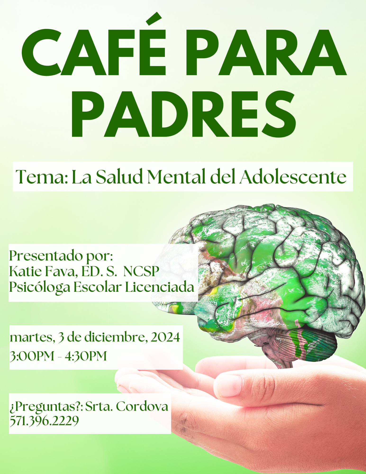 December Parent Coffee Flyer Spanish