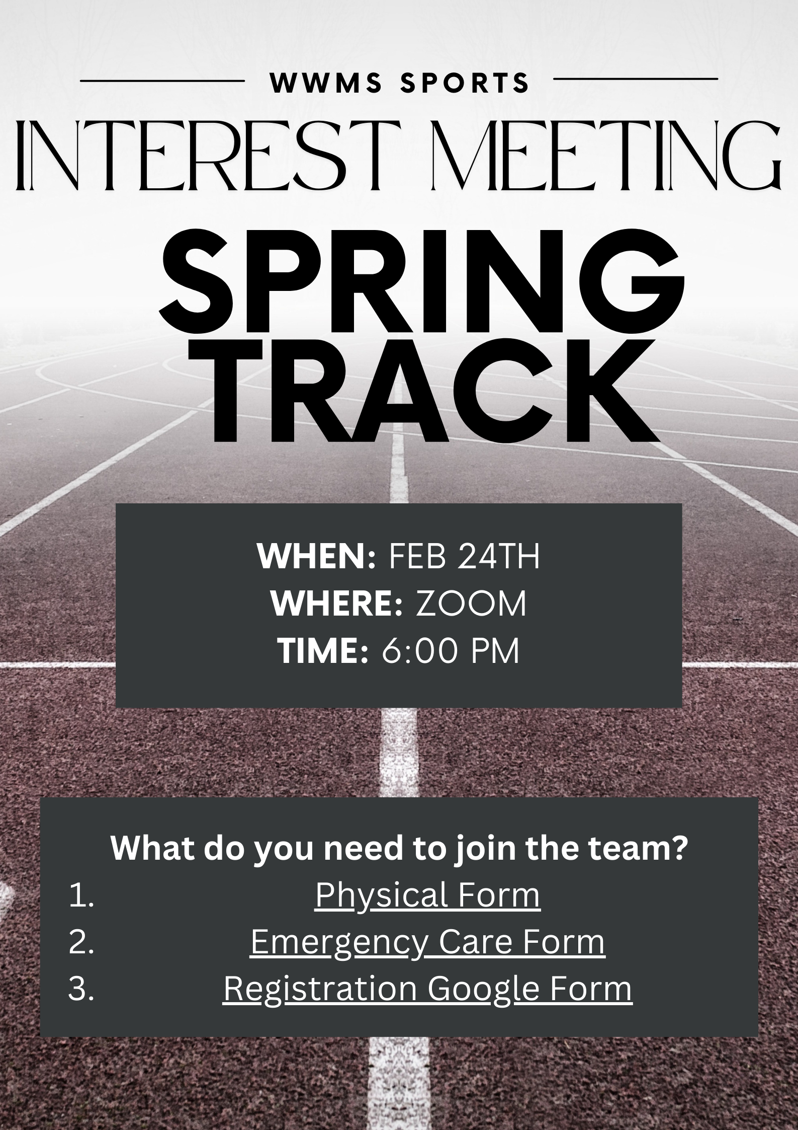 Track Interest Meeting Flyer