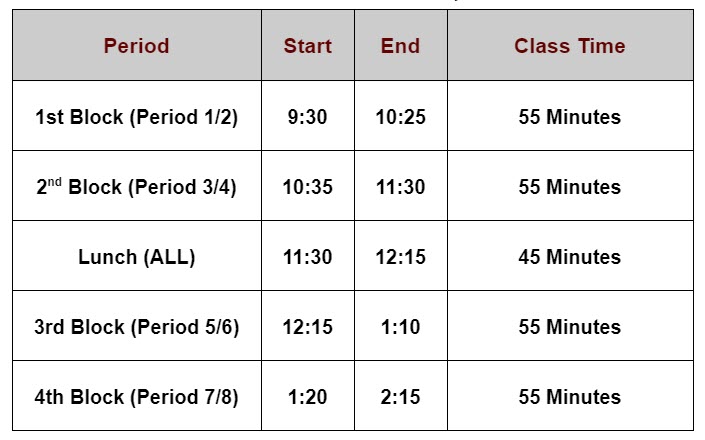 Virtual Snow Day Bell Schedule